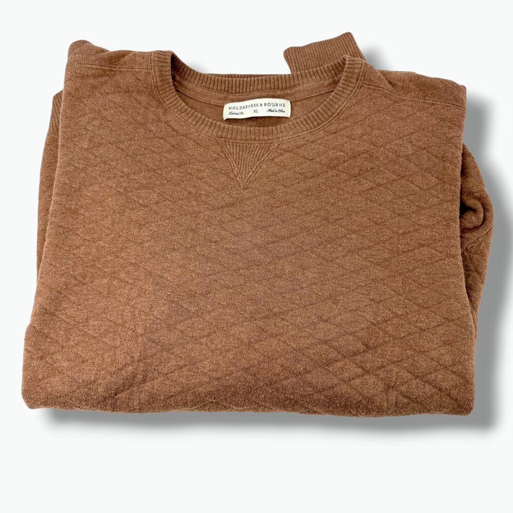 Holderness & Bourne The Ward Sweater XL Mens Heathered Rye Quilted Knit Golf - Picture 5 of 9